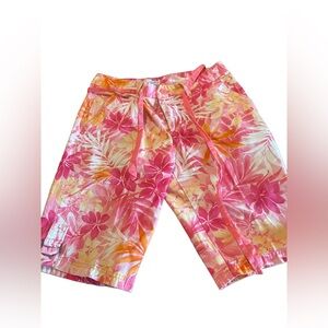 Caribbean Joe Pink and Orange Shorts women’s Bermuda shorts Measurements in pics